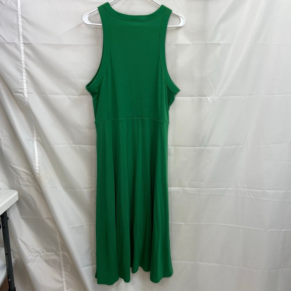 Who What Wear women's green high neck sleeveless ribbed flowy midi stretch dress - Picture 7 of 9